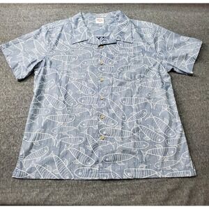 Barefoot in Paradise Hawaiian Shirt Mens XL Fish All Over Print Short Sleeve